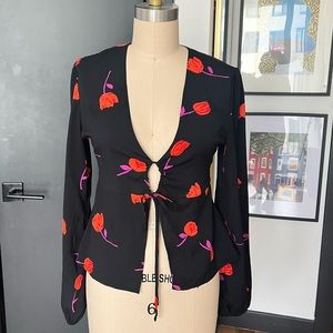 Urban Outfitters Black Tie Front Top